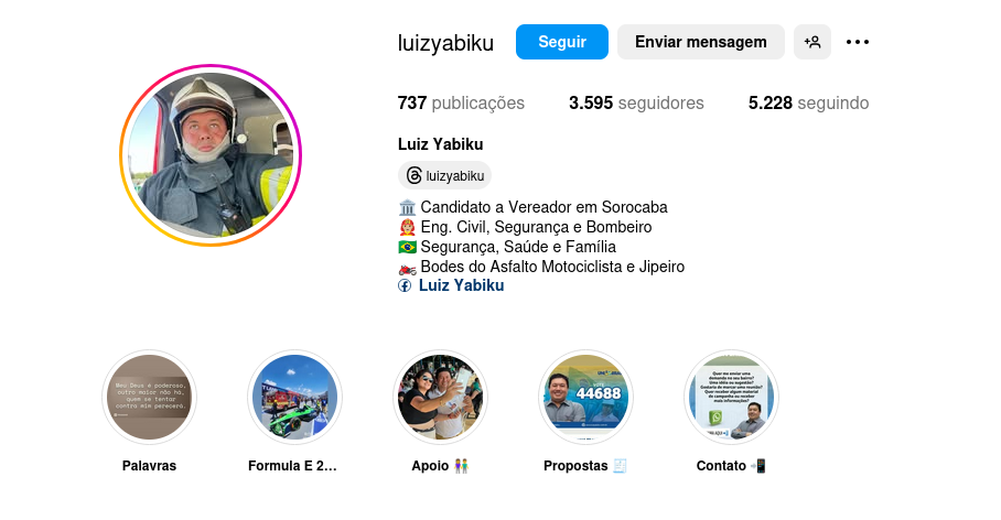 Perfil de Yabiku em uma rede social – Fonte: Reprodução